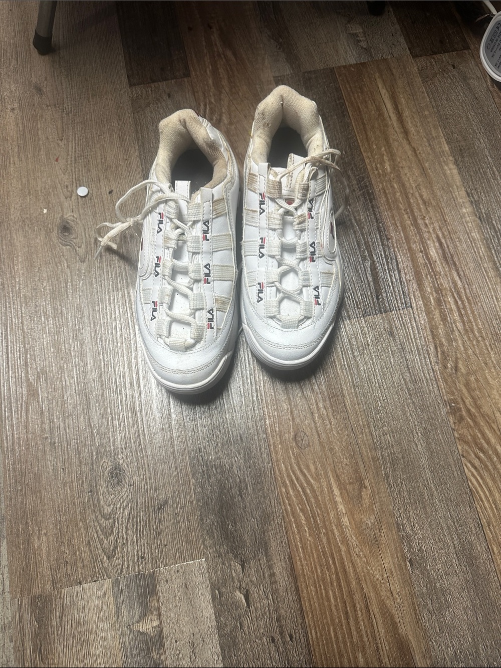 Fila Kids White and Red Logo Low-Top Sneakers
